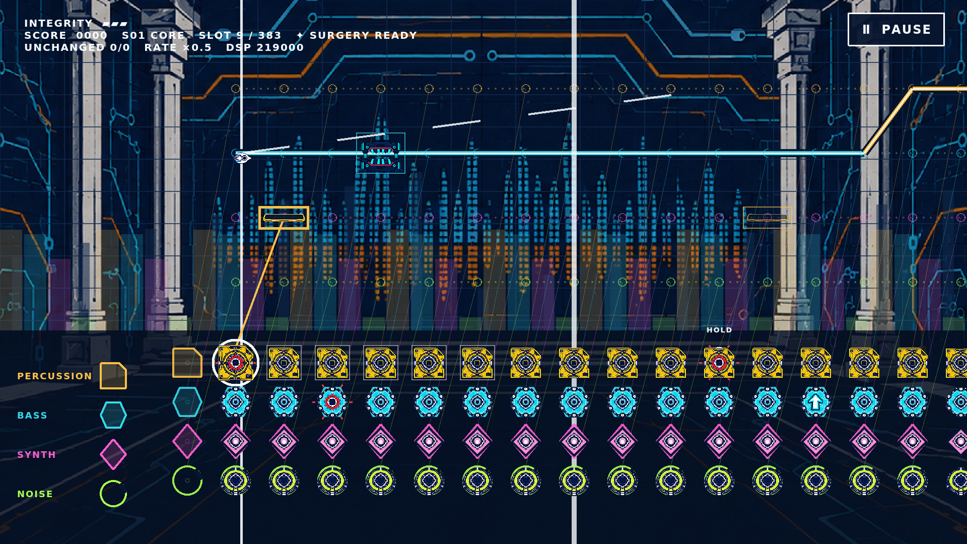 Beat Reroute: Held fragment stays at its origin.